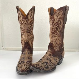 Old Gringo Womens Brown Leather Boots w/ Scroll Embroidery